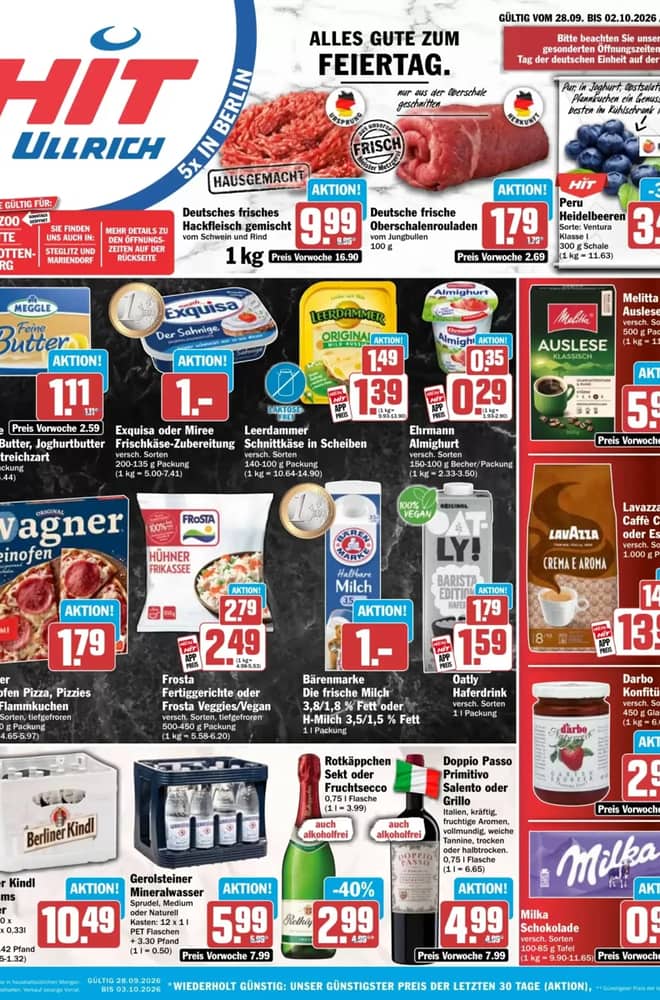 Titelseite des Prospekts von Hit, gültig 28. September 2026 – 3. Oktober 2026