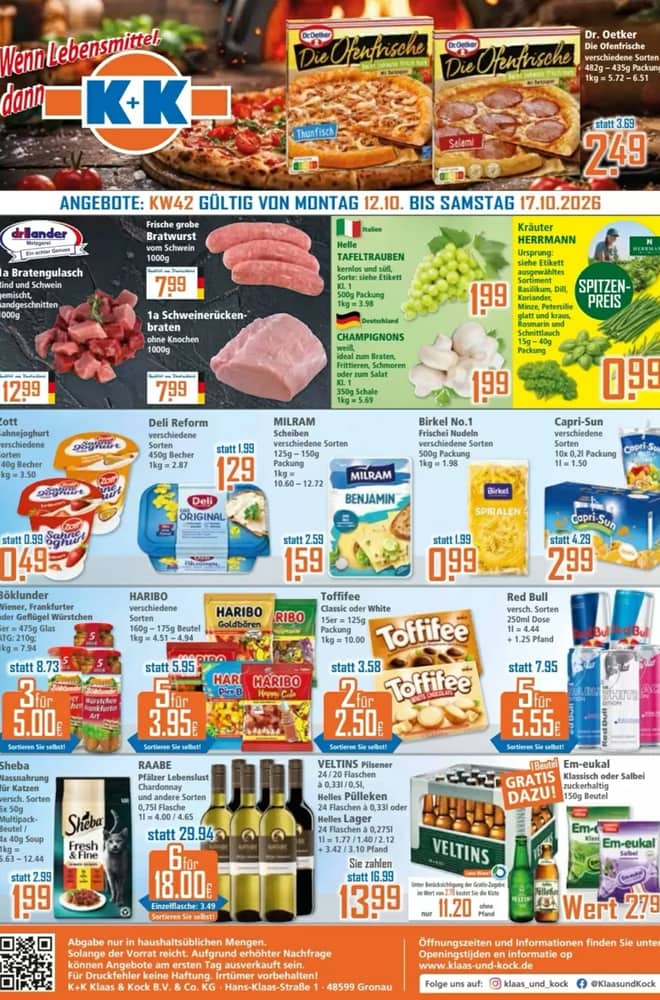 Titelseite des Prospekts von Klaas & Kock, gültig 12–17 Oktober 2026