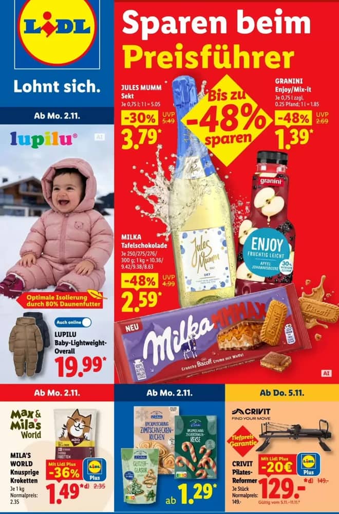 Titelseite des Prospekts von Lidl, gültig 1–7 November 2026