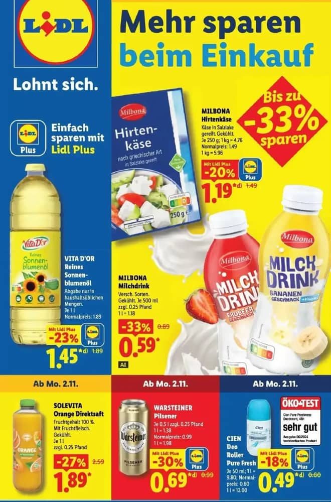 Titelseite des Prospekts von Lidl, gültig 2–7 November 2026
