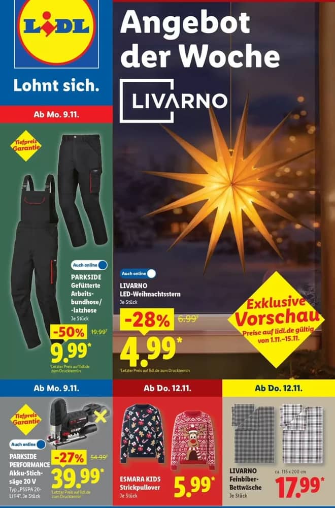 Titelseite des Prospekts von Lidl, gültig 9–14 November 2026
