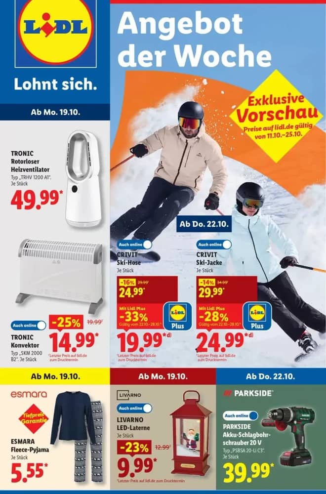 Titelseite des Prospekts von Lidl, gültig 19–24 Oktober 2026