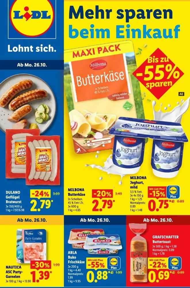 Titelseite des Prospekts von Lidl, gültig 25–31 Oktober 2026
