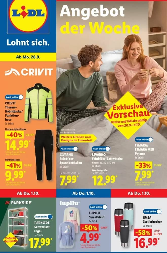 Titelseite des Prospekts von Lidl, gültig 28. September 2026 – 3. Oktober 2026