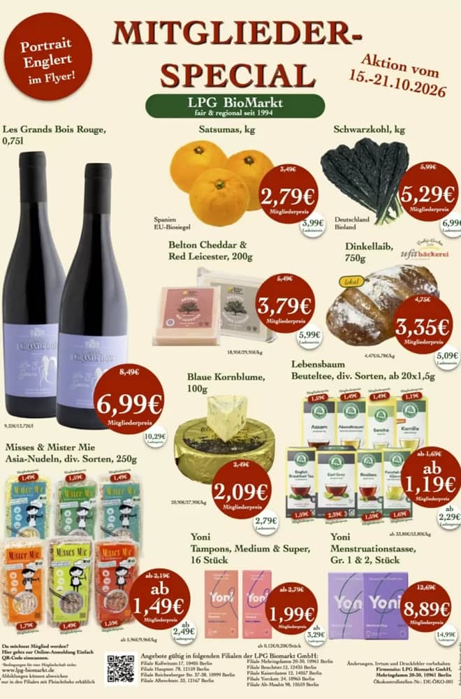 Titelseite des Prospekts von LPG Biomarkt, gültig 15–21 Oktober 2026