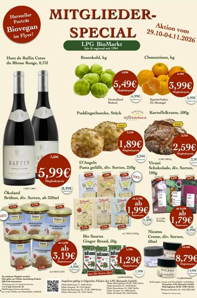 Titelseite des Prospekts von LPG Biomarkt, gültig 29. Oktober 2026 – 4. November 2026