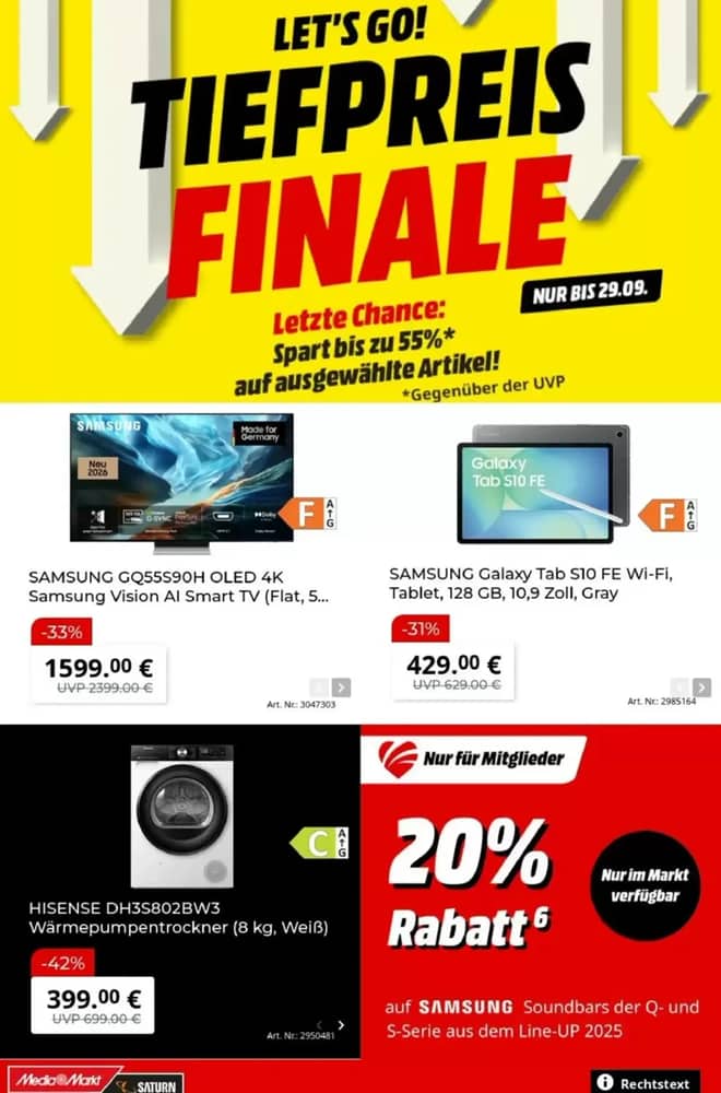 Titelseite des Prospekts von MediaMarkt, gültig 21–29 September 2026