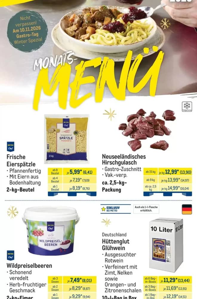 Titelseite des Prospekts von Metro, gültig 1–30 November 2026