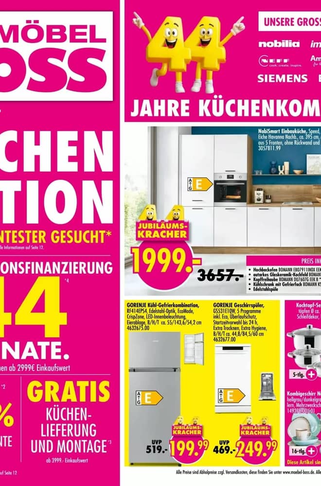 Titelseite des Prospekts von Möbel Boss, gültig 17–31 Oktober 2026