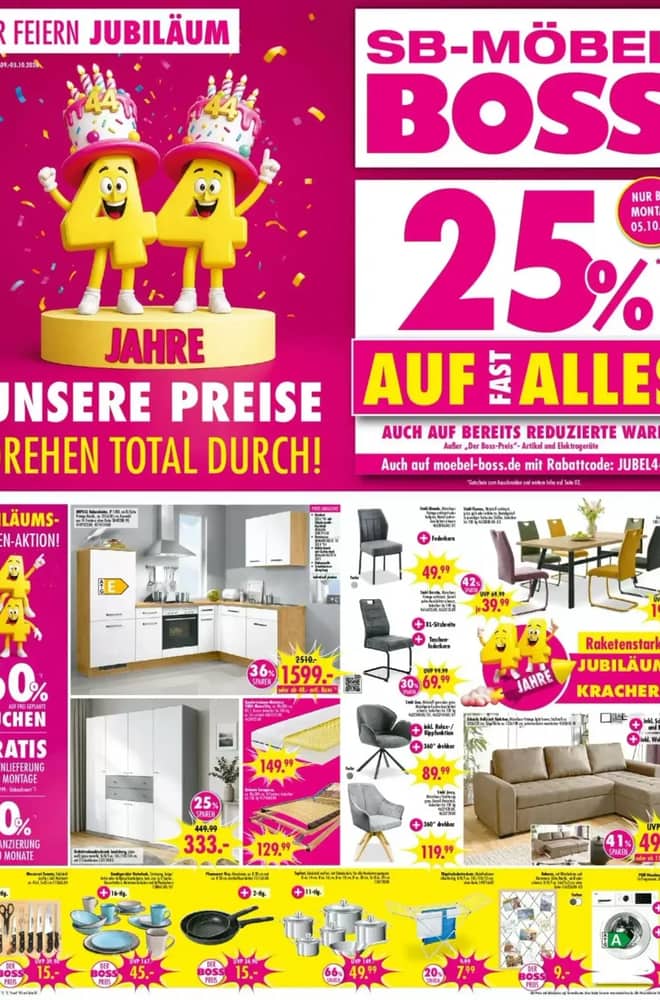 Titelseite des Prospekts von Möbel Boss, gültig 26. September 2026 – 5. Oktober 2026