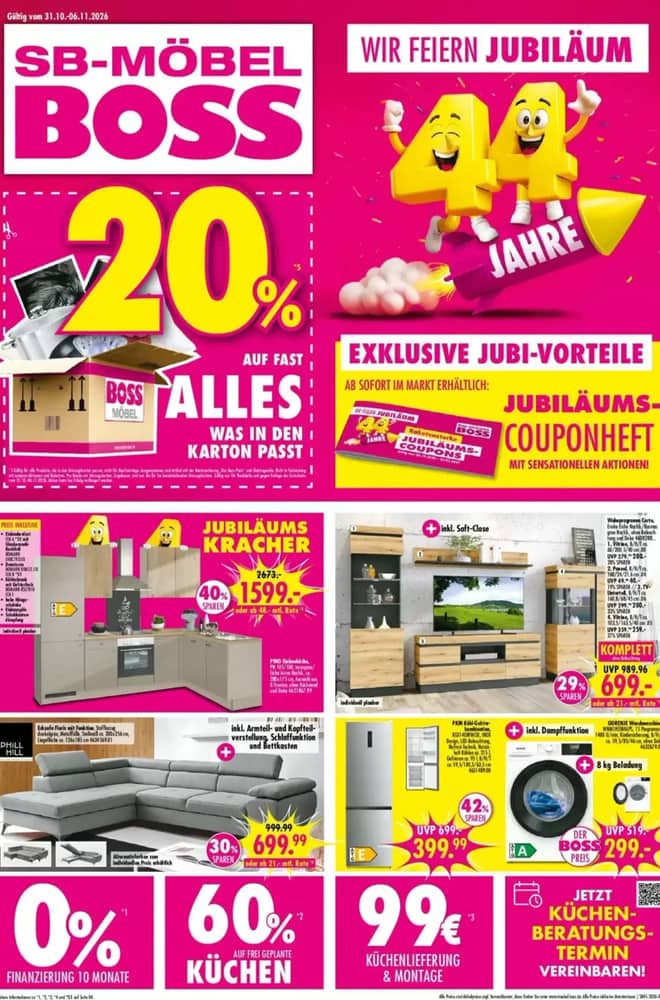 Titelseite des Prospekts von Möbel Boss, gültig 31. Oktober 2026 – 6. November 2026