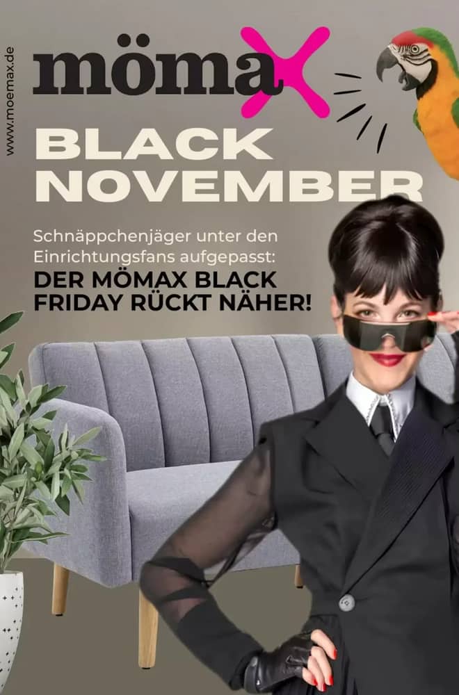 Titelseite des Prospekts von Mömax, gültig 16. Oktober 2026 – 27. November 2026