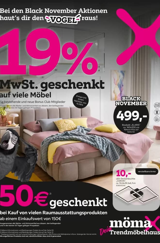 Titelseite des Prospekts von Mömax, gültig 26. Oktober 2026 – 2. November 2026