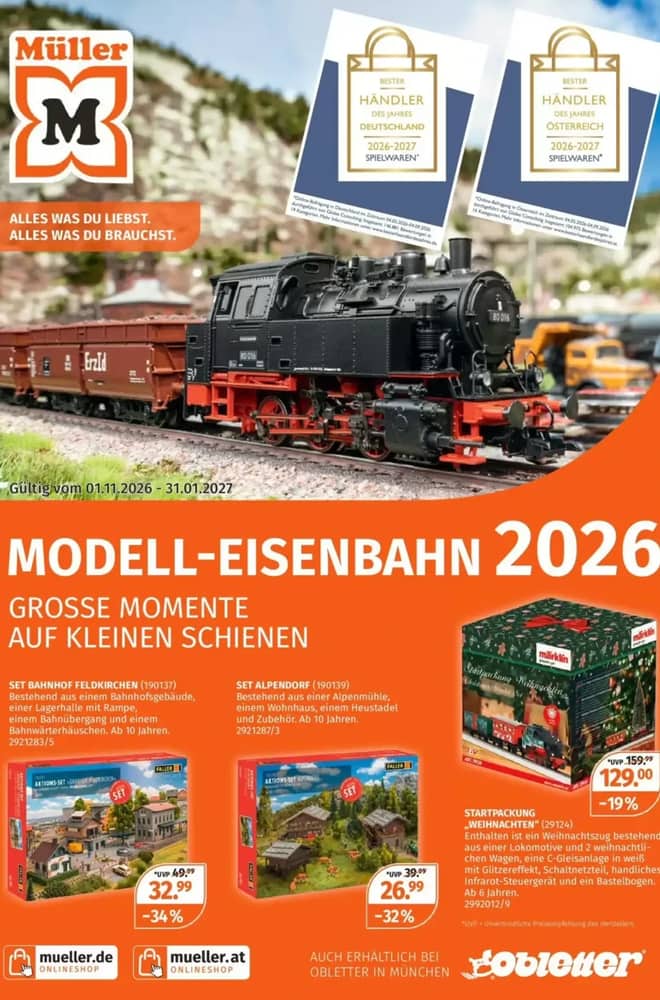 Titelseite des Prospekts von Müller, gültig 1. November 2026 – 31. Januar 2027