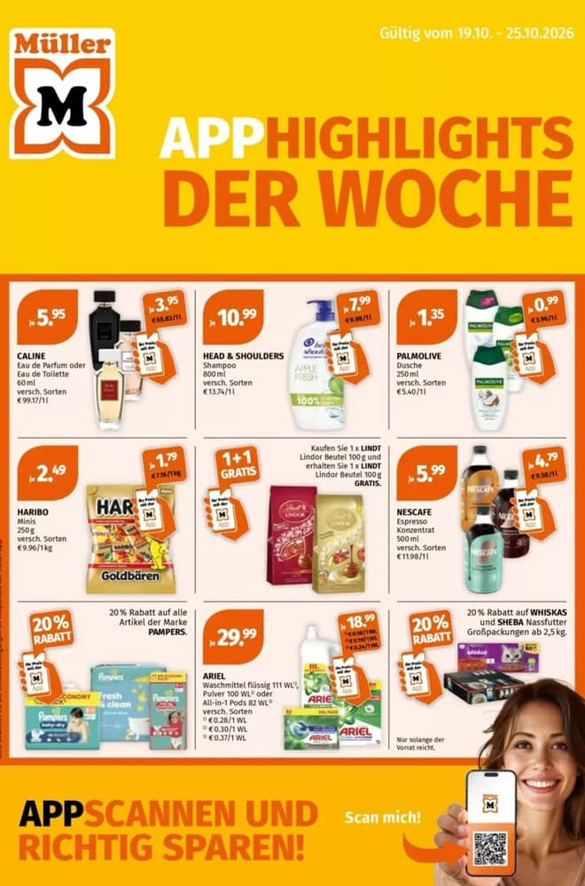 Titelseite des Prospekts von Müller, gültig 19–25 Oktober 2026
