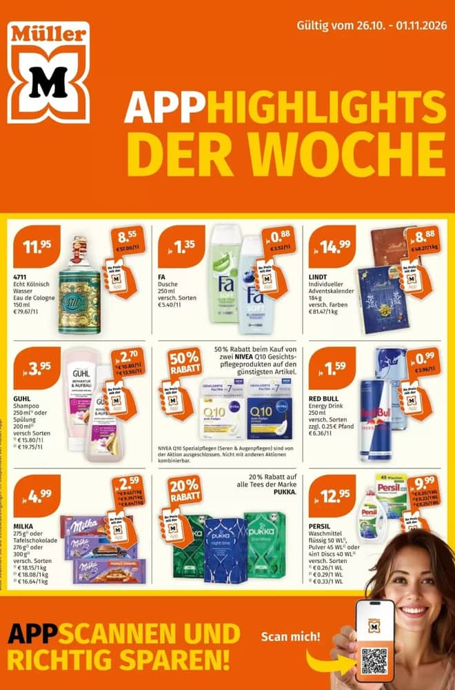 Titelseite des Prospekts von Müller, gültig 26. Oktober 2026 – 1. November 2026