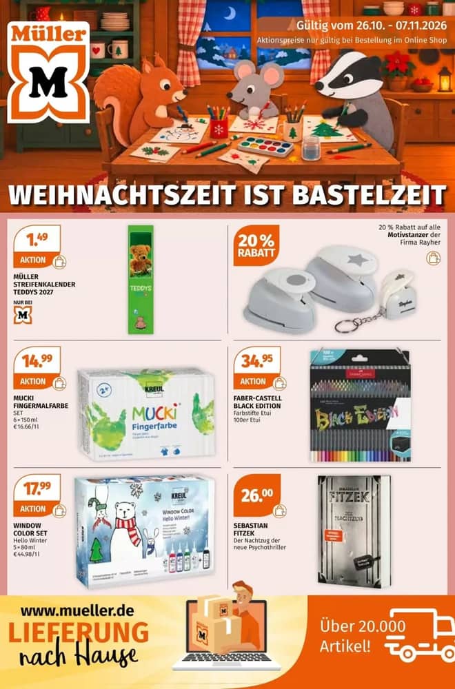 Titelseite des Prospekts von Müller, gültig 26. Oktober 2026 – 7. November 2026