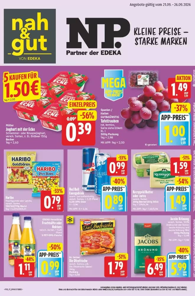 Titelseite des Prospekts von Nah & Gut, gültig 20–26 September 2026