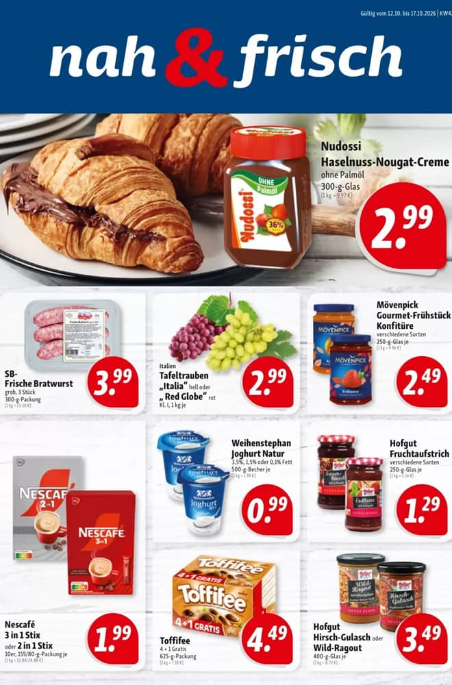 Titelseite des Prospekts von Nah und Frisch, gültig 12–17 Oktober 2026