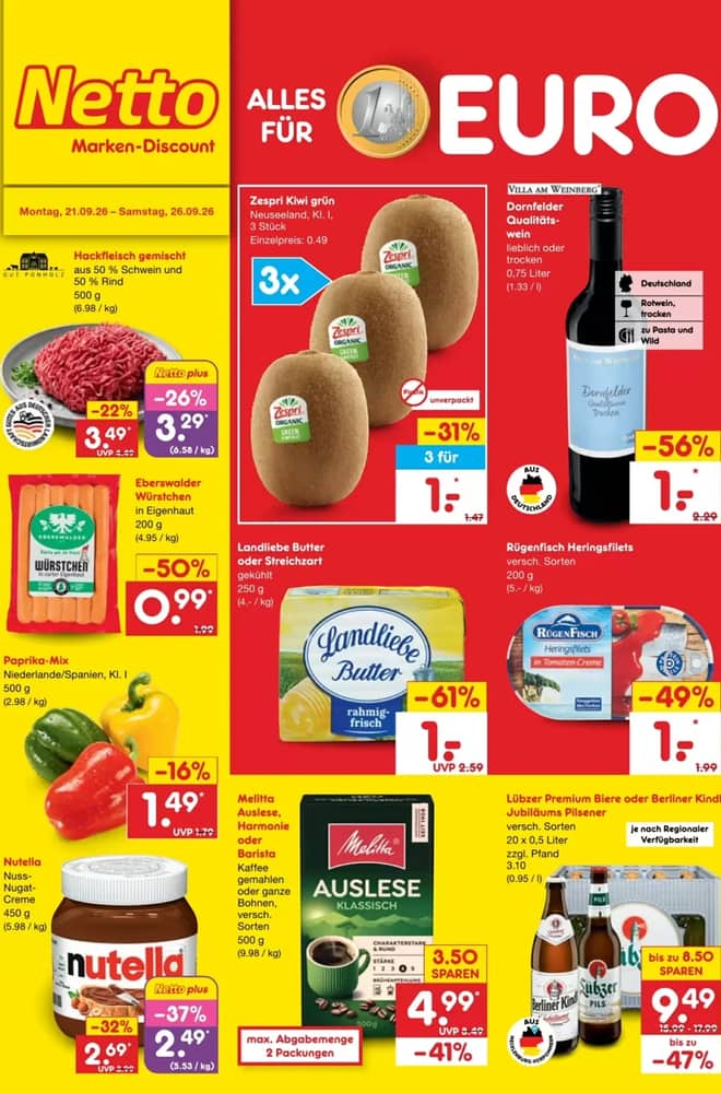 Titelseite des Prospekts von Netto City, gültig 21–26 September 2026