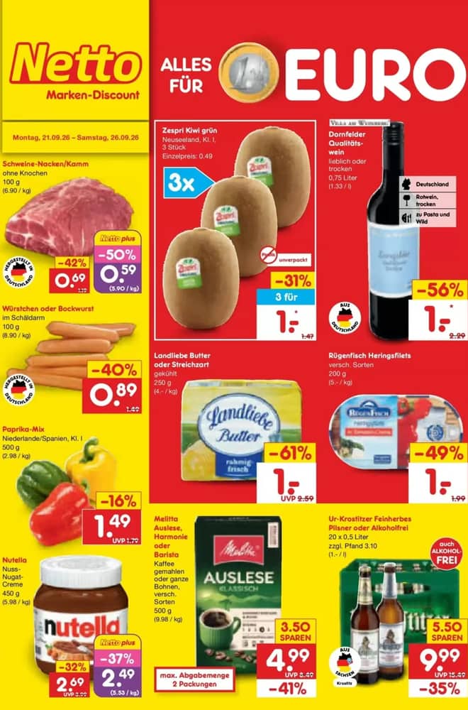 Titelseite des Prospekts von Netto Marken-Discount, gültig 20–26 September 2026
