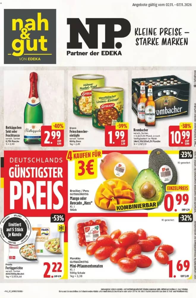 Titelseite des Prospekts von NP Discount, gültig 2–7 November 2026
