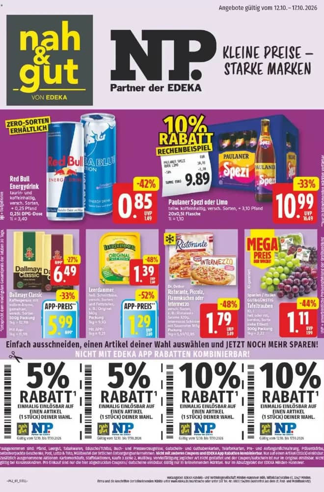 Titelseite des Prospekts von NP Discount, gültig 12–17 Oktober 2026