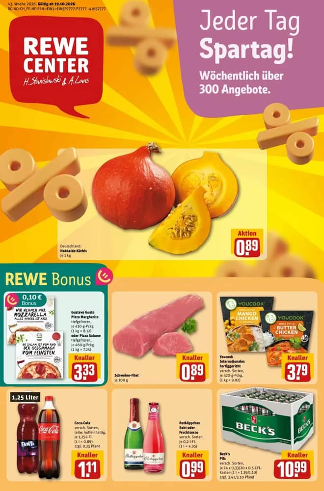 Titelseite des Prospekts von Rewe Center, gültig 19–25 Oktober 2026
