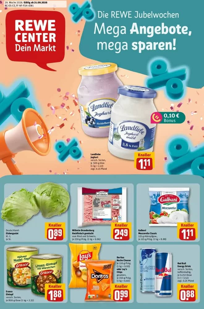 Titelseite des Prospekts von Rewe, gültig 20–27 September 2026