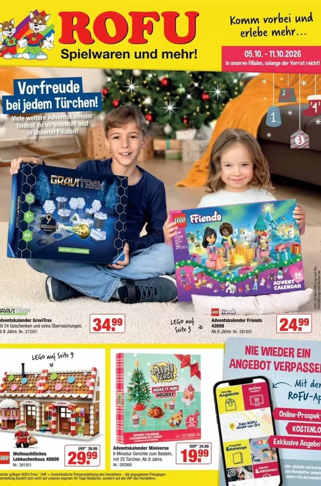 Titelseite des Prospekts von Rofu Kinderland, gültig 5–11 Oktober 2026