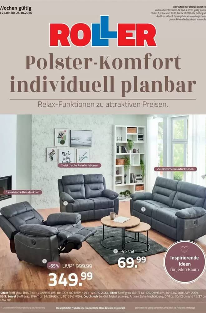 Titelseite des Prospekts von Roller, gültig 27. September 2026 – 24. Oktober 2026