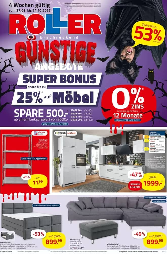 Titelseite des Prospekts von Roller, gültig 27. September 2026 – 24. Oktober 2026