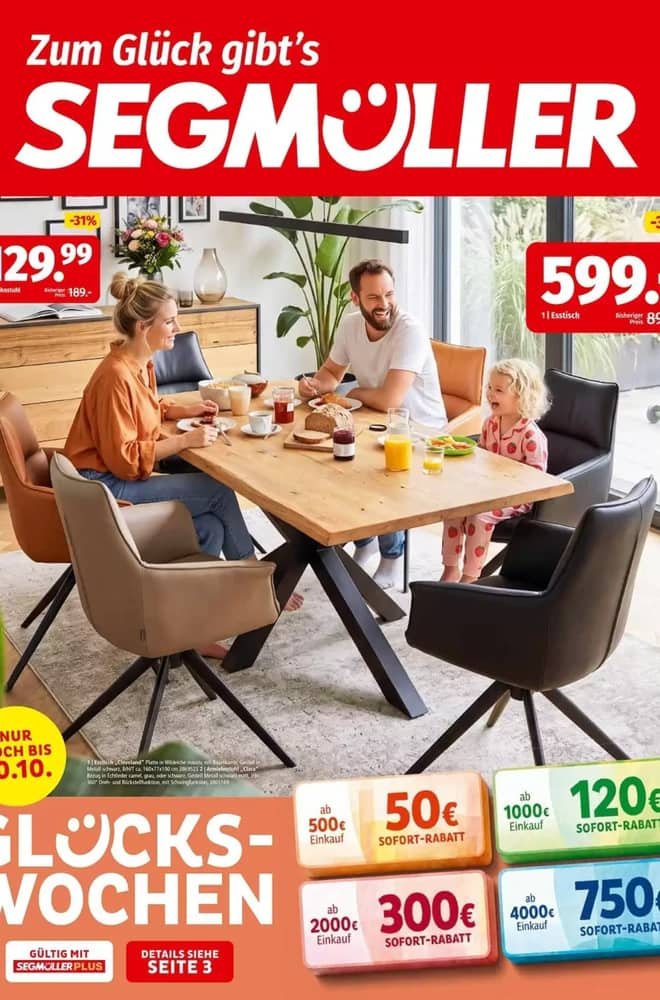 Titelseite des Prospekts von Segmüller, gültig 3–17 Oktober 2026