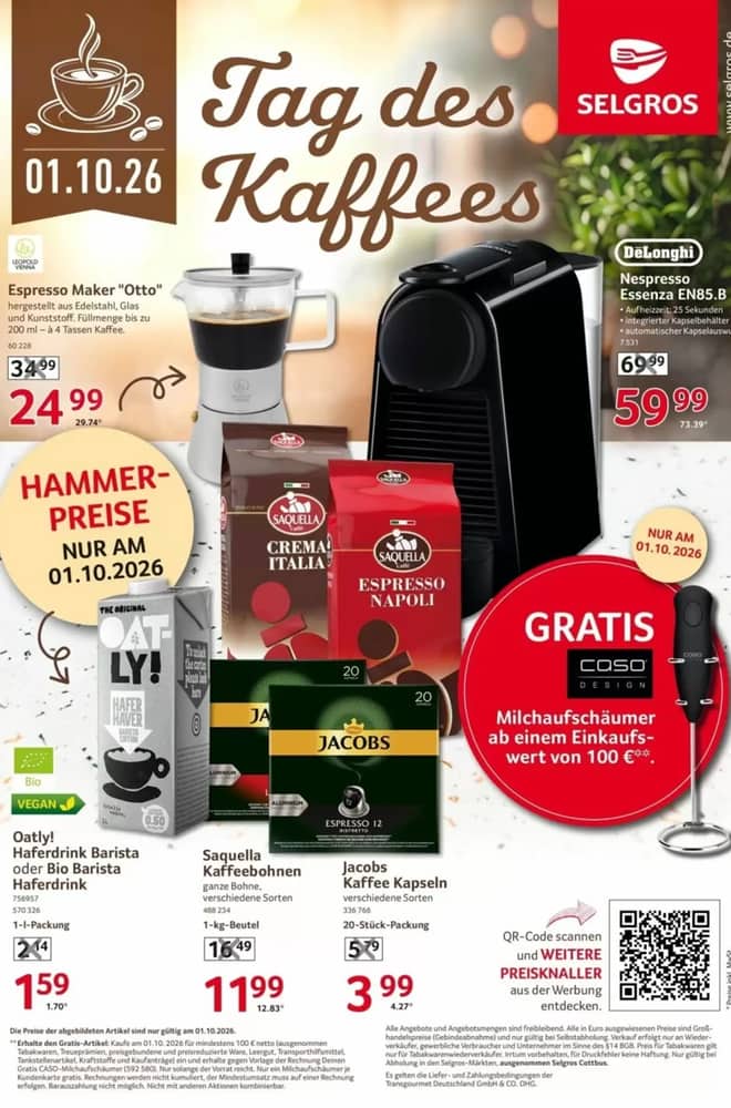 Titelseite des Prospekts von Selgros, gültig 1–1 Oktober 2026