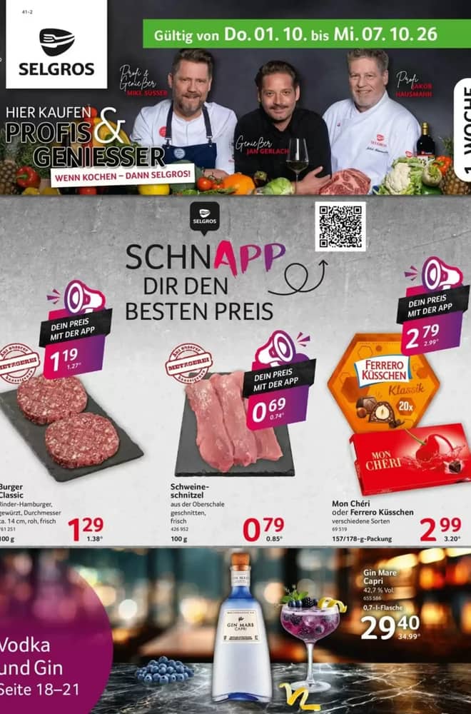 Titelseite des Prospekts von Selgros, gültig 1–7 Oktober 2026
