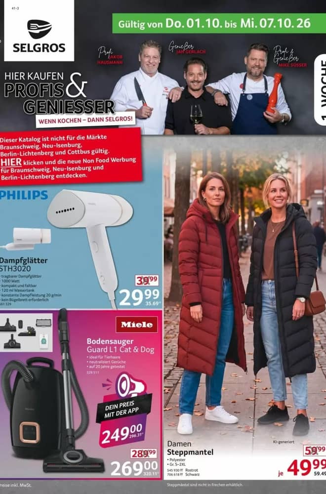 Titelseite des Prospekts von Selgros, gültig 1–7 Oktober 2026