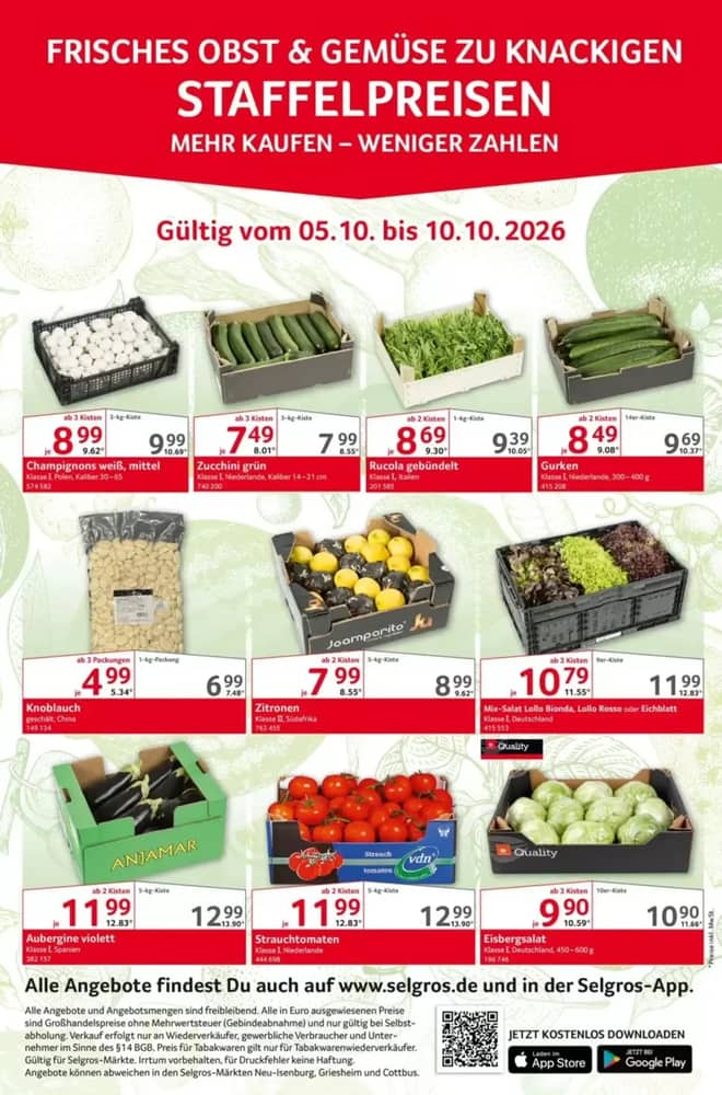 Titelseite des Prospekts von Selgros, gültig 5–10 Oktober 2026