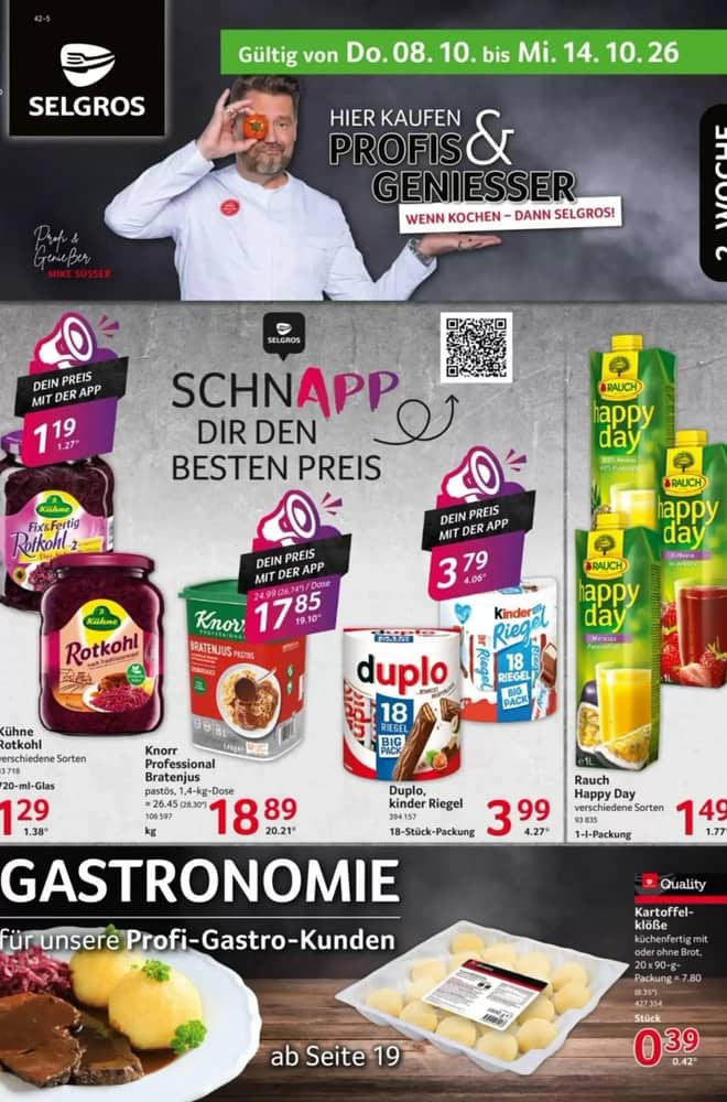 Titelseite des Prospekts von Selgros, gültig 8–14 Oktober 2026