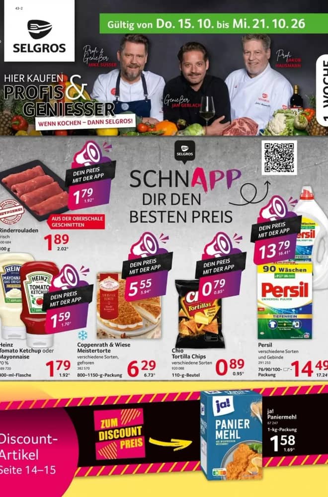 Titelseite des Prospekts von Selgros, gültig 15–21 Oktober 2026