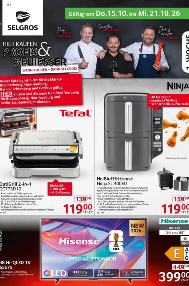 Titelseite des Prospekts von Selgros, gültig 15–21 Oktober 2026