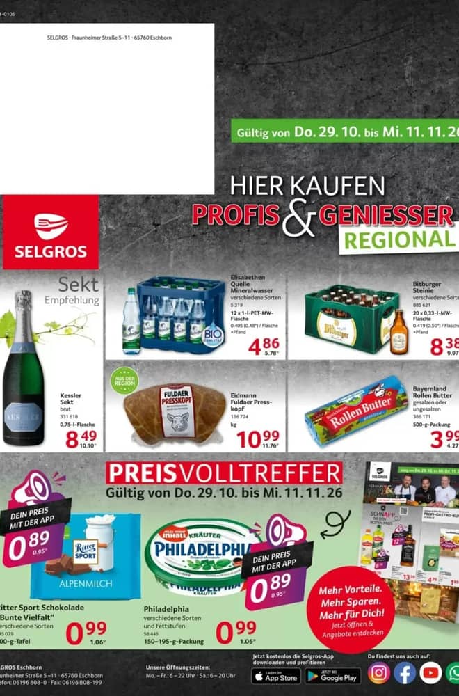 Titelseite des Prospekts von Selgros, gültig 29. Oktober 2026 – 11. November 2026