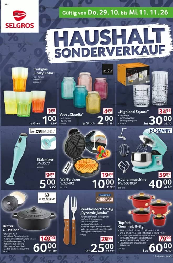 Titelseite des Prospekts von Selgros, gültig 29. Oktober 2026 – 12. November 2026