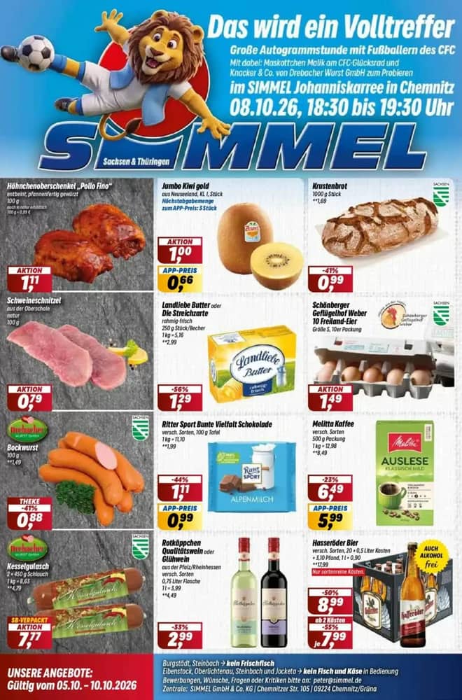 Titelseite des Prospekts von Simmel, gültig 5–10 Oktober 2026