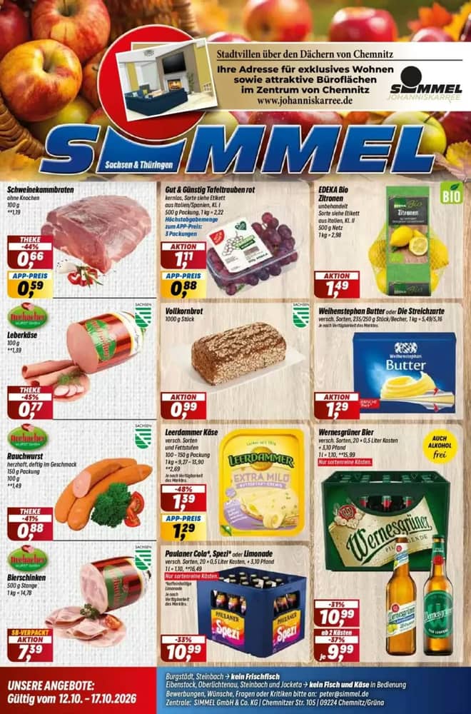 Titelseite des Prospekts von Simmel, gültig 12–17 Oktober 2026