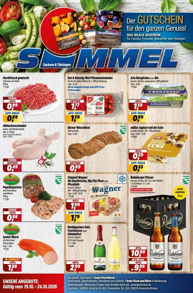 Titelseite des Prospekts von Simmel, gültig 19–24 Oktober 2026
