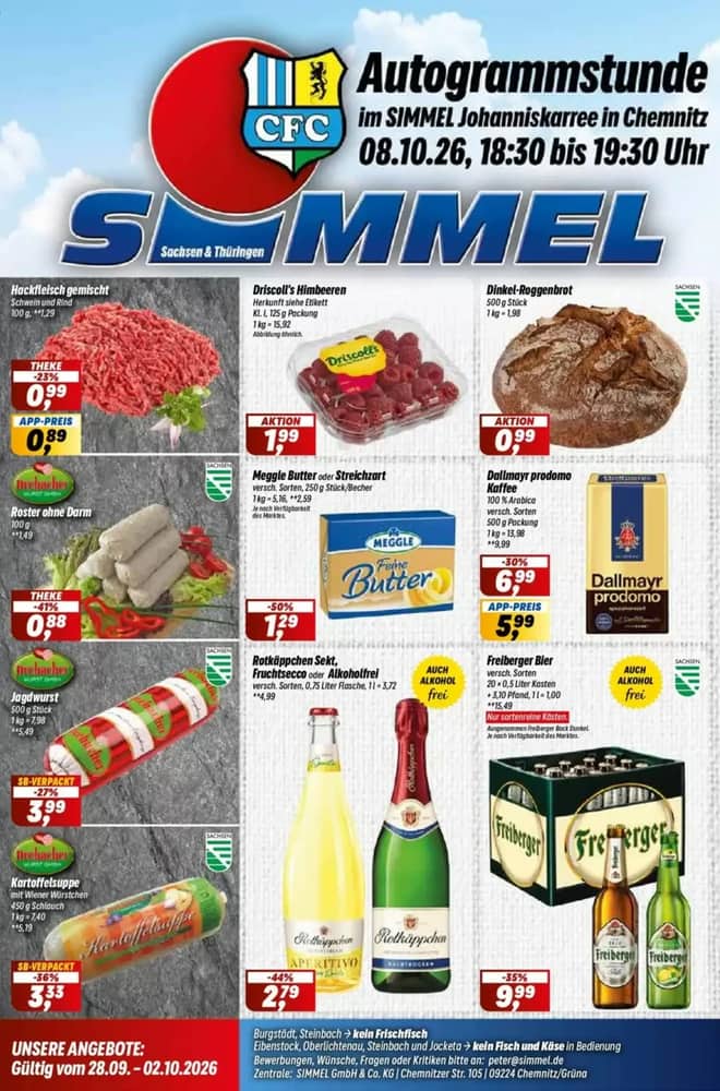 Titelseite des Prospekts von Simmel, gültig 28. September 2026 – 2. Oktober 2026
