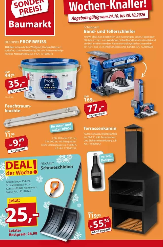 Titelseite des Prospekts von Sonderpreis Baumarkt, gültig 24–30 Oktober 2026