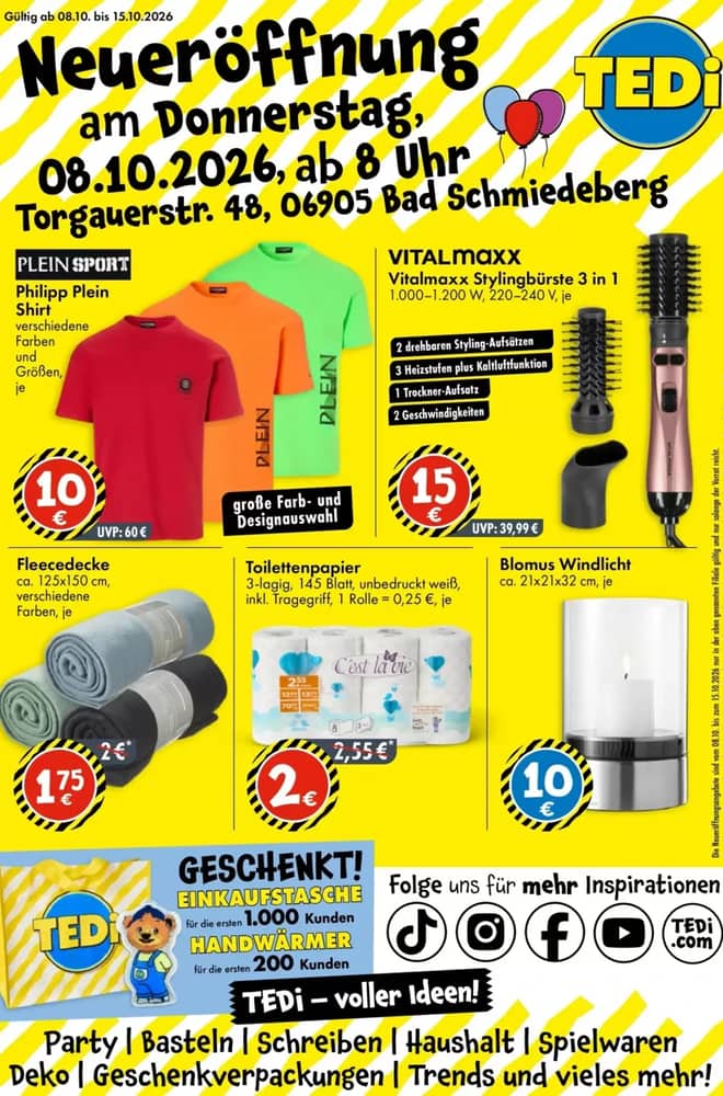 Titelseite des Prospekts von Tedi, gültig 3–10 Oktober 2026