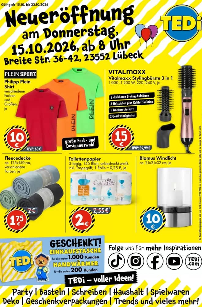 Titelseite des Prospekts von Tedi, gültig 10–17 Oktober 2026