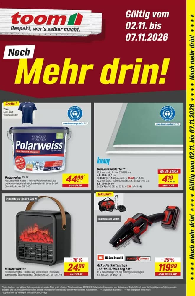 Titelseite des Prospekts von Toom Baumarkt, gültig 2–7 November 2026